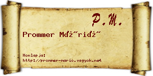 Prommer Márió névjegykártya